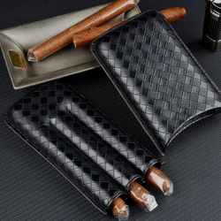 Black Cigar Case PU Leather Cigar Holder Travel Humidor Fits 3 Tubes 54R Tobacco Box Exellent Smoking Accessory C Logo