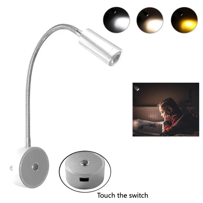 12-24 فولت LED الأضواء القراءة ضوء مرنة معقوفة مصباح 3 ألوان عكس الضوء RV الداخلية LED الإضاءة قارب ضوء الجدار مصباح #1