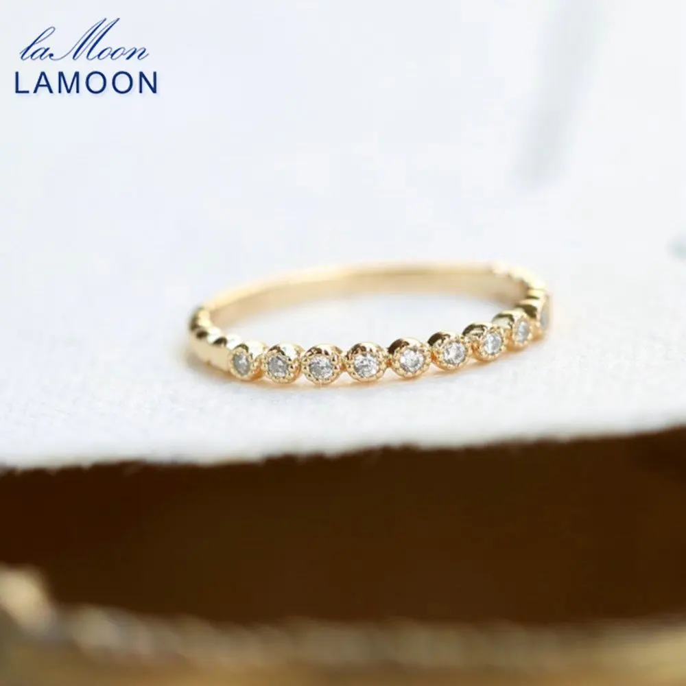 

LAMOON Simple Shiny Ring For Women Elegnt Exquisite 925 Sterling Silver Gold Plated Cubic Zircon Fine Jewelry Birthday Gift