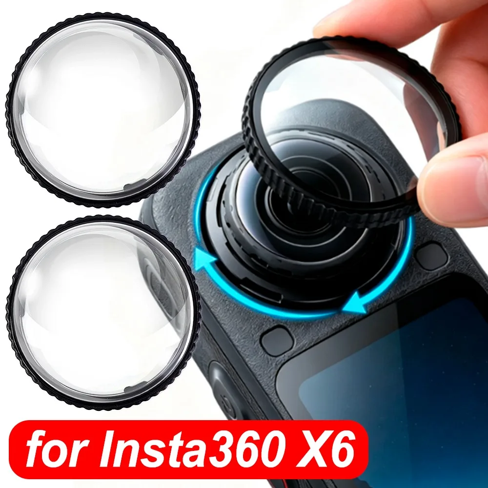 For Insta360 X6 PC Lens Guard Cap 360° Video Rotating Lens Protector Anti-Scratch Transparent Lens Cap Cover Camera Accessories