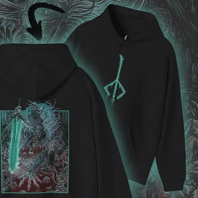 

Drippy Souls Ludwig the Accursed Holy Blade Grim Hooded Sweatshirt