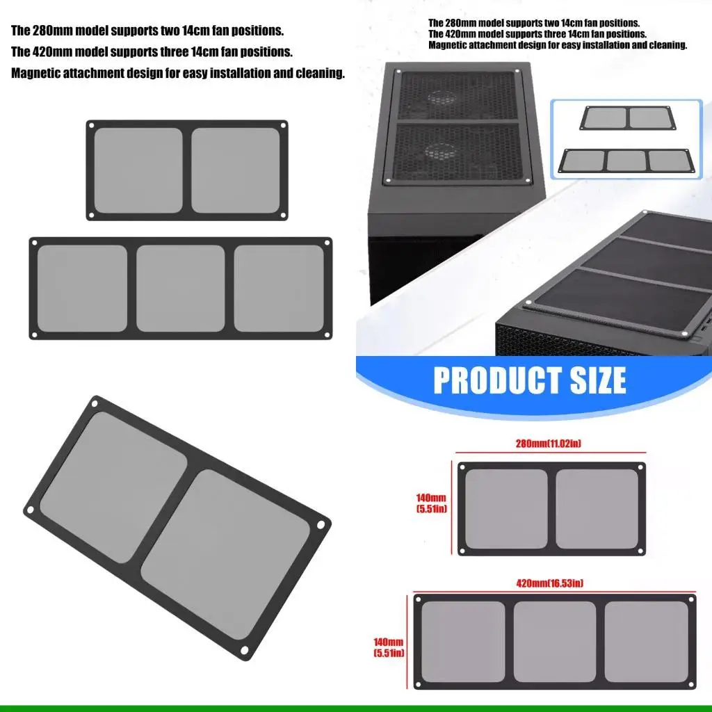 

U55C Easy Installs Dust Cover 14cm Width PC Case Fan PVC Materials Universal Dust Protections