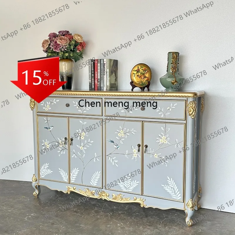 

M85 Light luxury shoe cabinet French living room against the wall Entrance cabinet Painted four-door corridor Edge cabinet