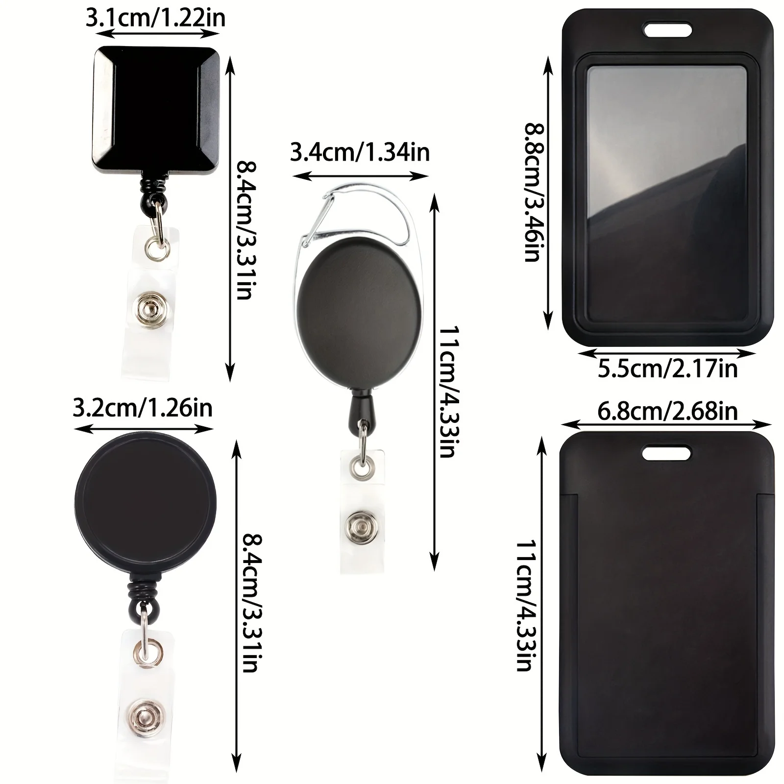 Black Retractable Badge Reel with Name Card Badge Holder Medical Badge Reel for Nurse Hospital Supplies Badge Reel Lanyard Gift