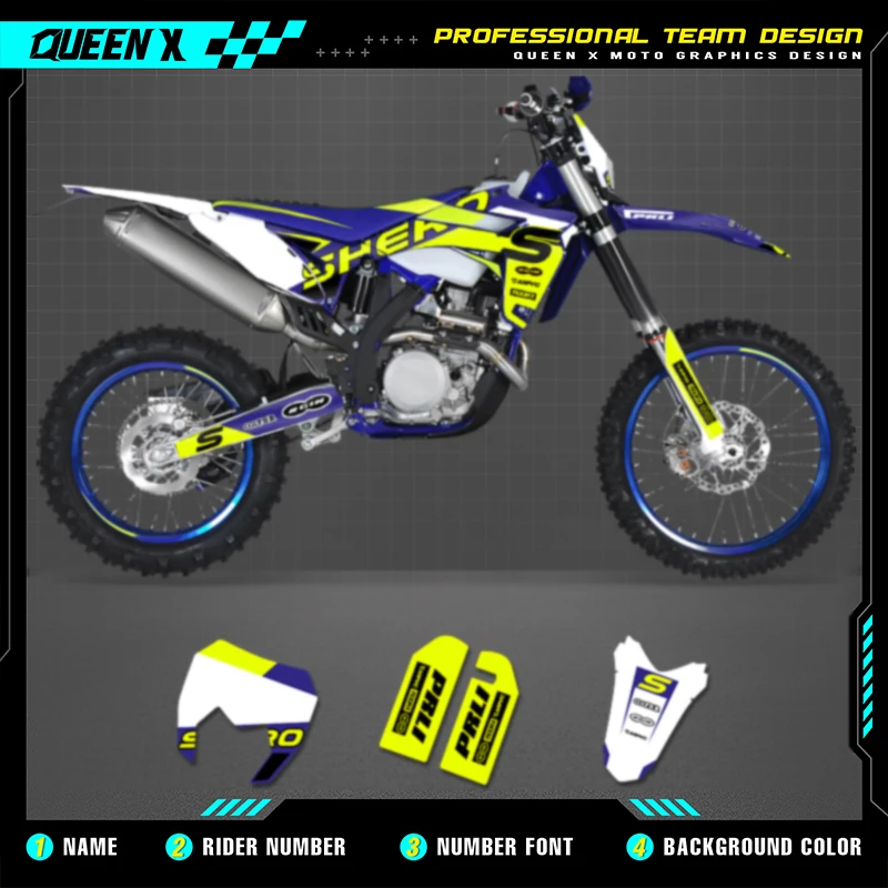 Queen X MOTOR Custom Team Graphics Decals Stickers Kit For Sherco Decal 2012 2013 2014 2015 2016  SE SE250 300 005