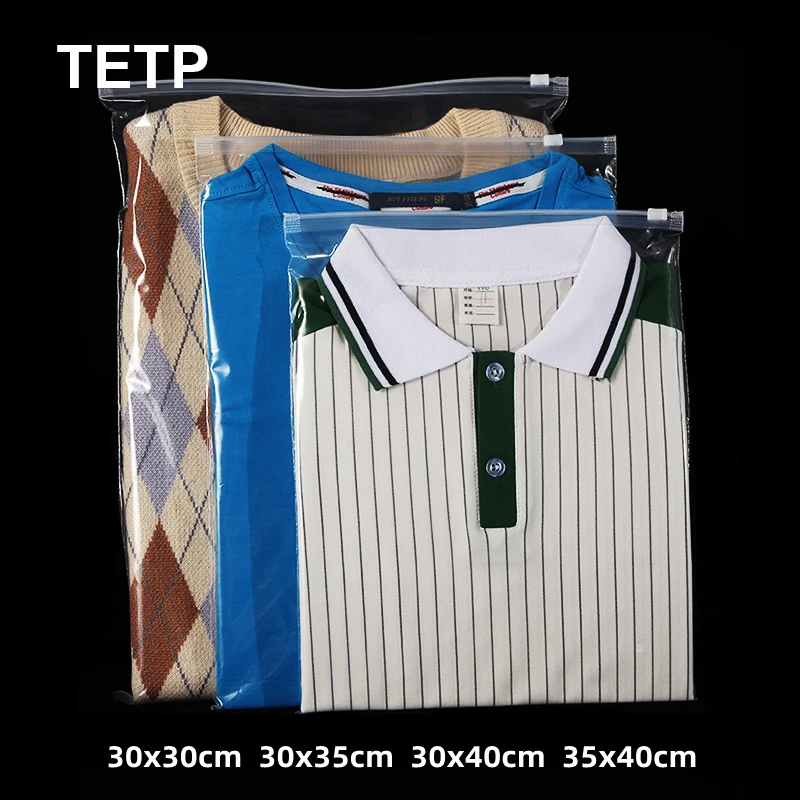 

TETP 20Pcs T-shirt Packaging Transparent Zipper Bags Travel Short Sleeve Shorts Jeans Dress Scarf Storage Organizer Plastic Bag