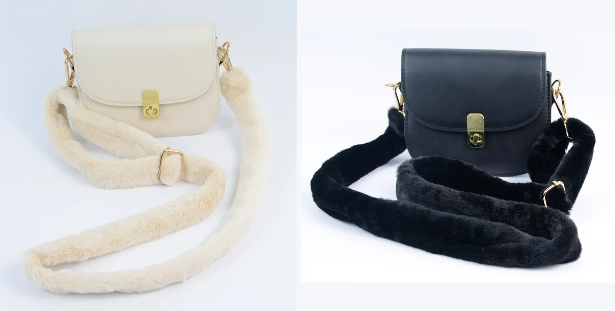 New Long Length Adjustable Plush Bag Strap Replacement Faux Rabbit Fur Belt Women Shoulder Crossbody Bags Straps Accessories