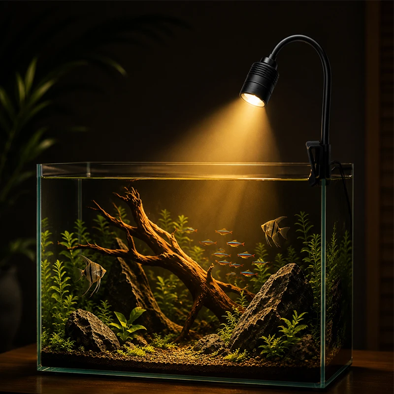 LED Aquarium-Strahler mit Einstellbarem Fokus 15 ° -90 ° 3-Farben Dimmbare Aquariumbeleuchtung mit Timer und Einstellbarer Helligkeit, Südamerikanische Lampe – Detail 1