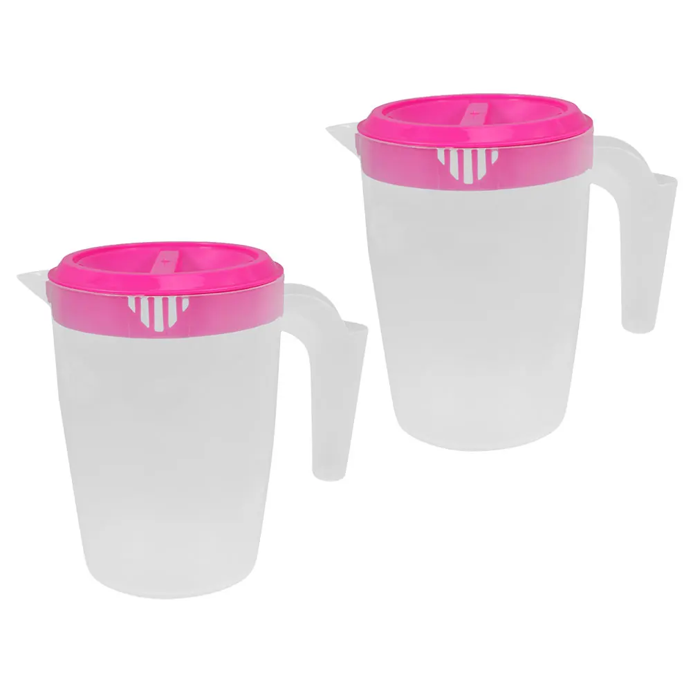 

2pcs 1L Plastic Water Pitcher With Leakproof Lid Comfortable Handle High Capacity For Cold Water Juice Beer Storage Refrigerator