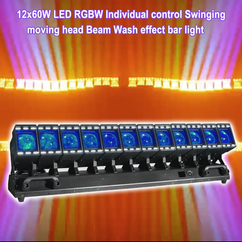 12x60W LED RGBW with ring Individual control Swinging moving head Beam Wash effect bar light DMX512 for DJ Disco party wedding