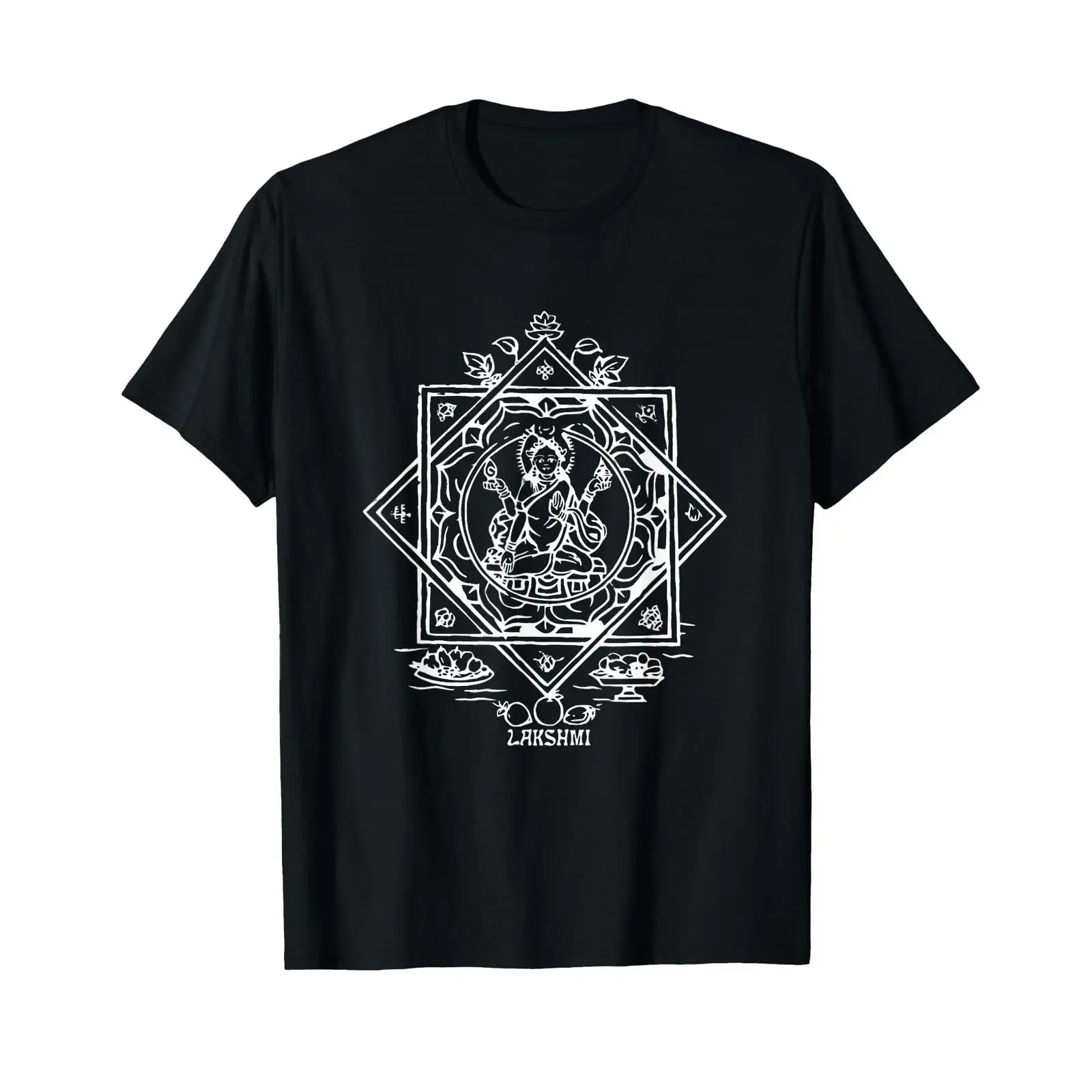 Lakshmi Indian Wealth Goddess Hinduism Yantra T Shirt vintage Washed homme Stylish Casual fashion designer clothes graphic