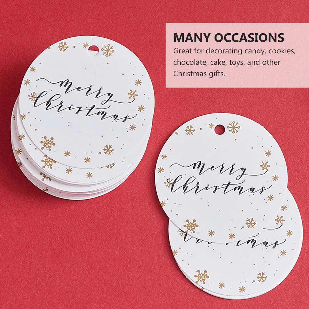 

400 Pcs Bakery Decoration Hang Tag Round Labels Merry Christmas Tags Baking Gift Pendant Hanging Wrapping DIY Favor Xmas