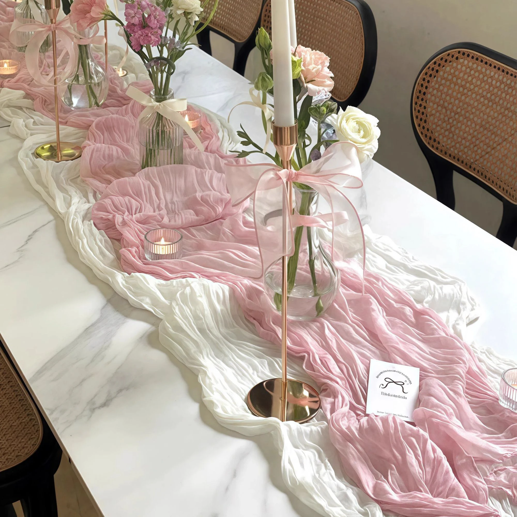 Nordic Balinese Tablecloth Pleated Festival Wedding Party Dinner Pink Pleated Sweet Table Flag Decoration Salon Decoration
