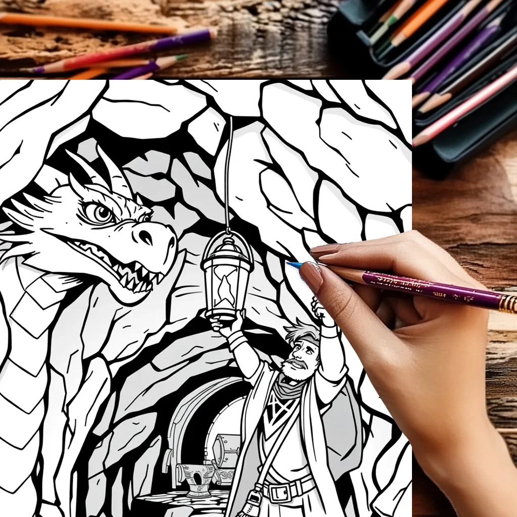 大人のための中世の城の塗り絵 |   28ページの塗り絵、クリスマスや感謝祭のための画材