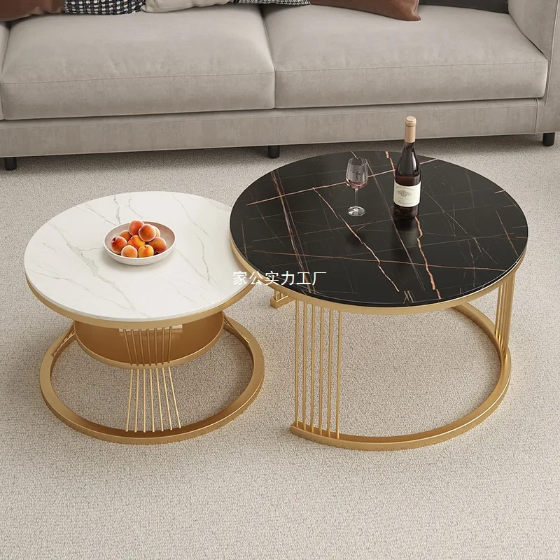 

Rock slab coffee table living room household small apartment Nordic minimalist round child and mother coffee table