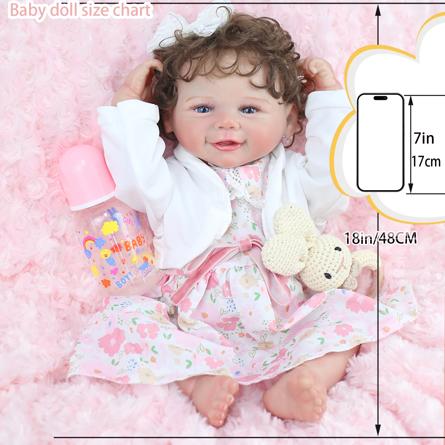 

19-дюймовая реалистичная кукла реборн для девочек Vivienne, мягкая виниловая кукла ручной работы с укорененной игрушкой для волос Bebe, куклы для малышей, рождественские подарки