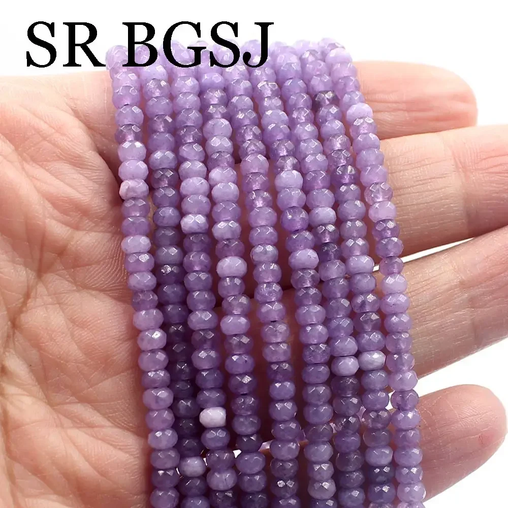 SR 2x4mm Faceted Natural Gemstone Stone Semi Lepidolite Small Mini Rondelle Seed Beads Strand 15\