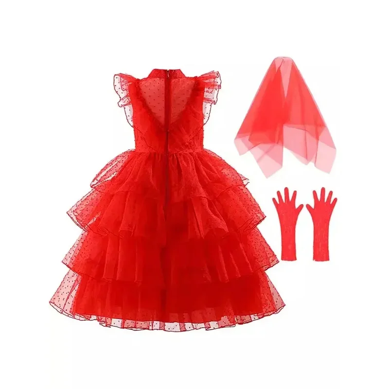 

Призрак невесты, косплей для девочек, тюль + вуаль + перчатки, детское платье для Хэллоуина и Рождественской вечеринки, От 3 до 14 лет, l5