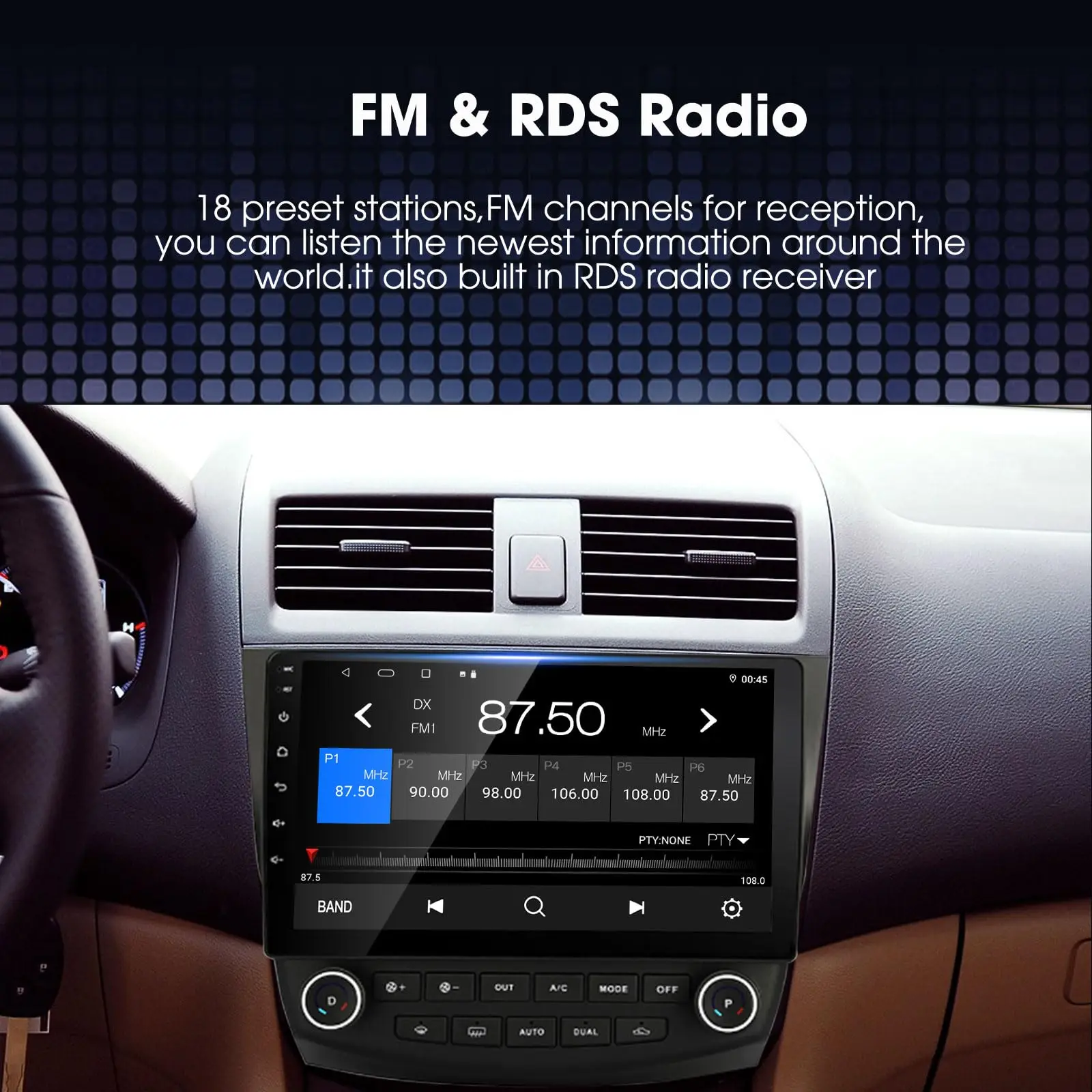 ANYFAR Android Car Stereo for Honda Accord 7th 2003-2007, 10" Touch GPS Navigation, Built-in CarPlay/Android Auto, FM 2G+32G - Image 3