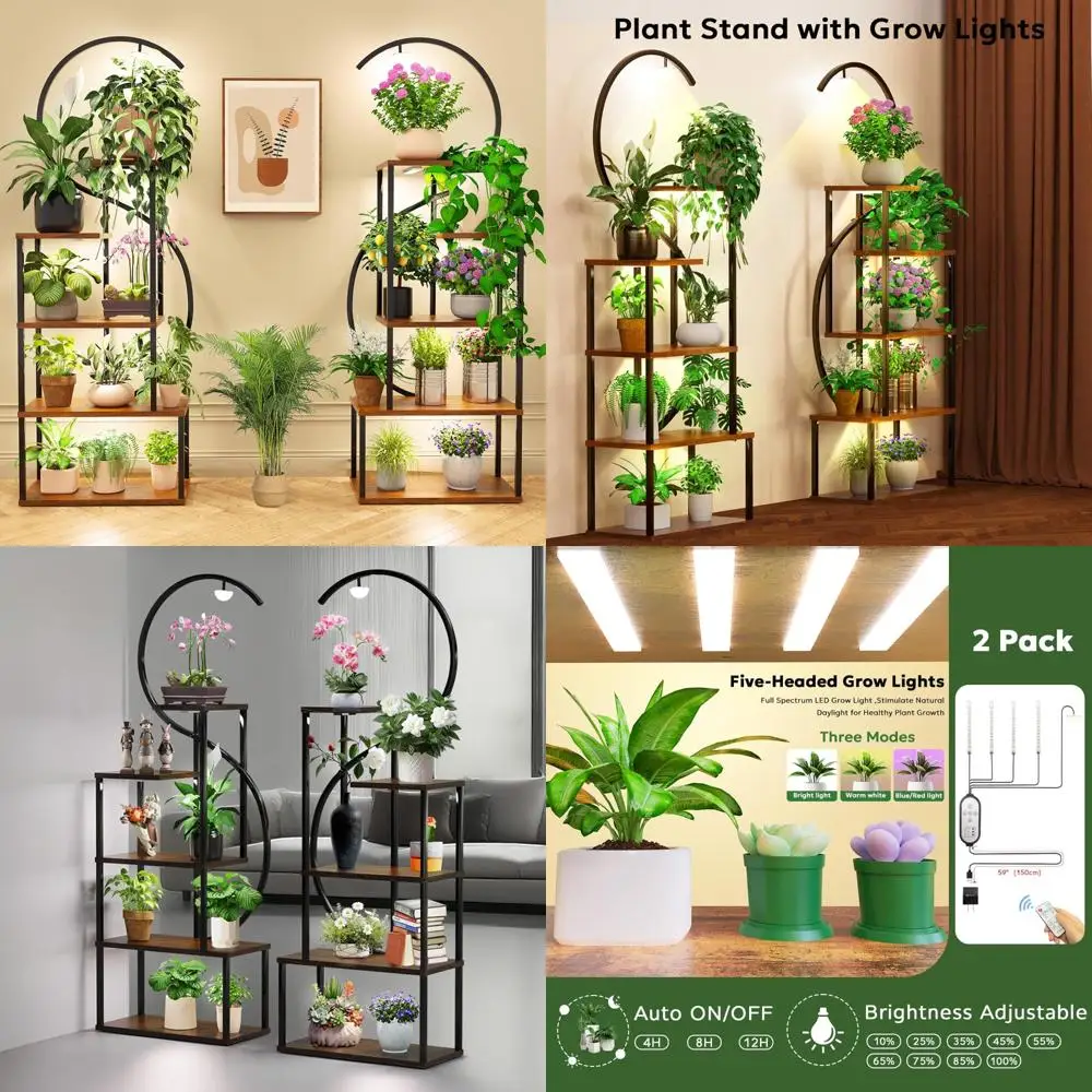 

Indoor Tall Plant Stand with Multiple Tiered Shelves and 10 Grow Lights