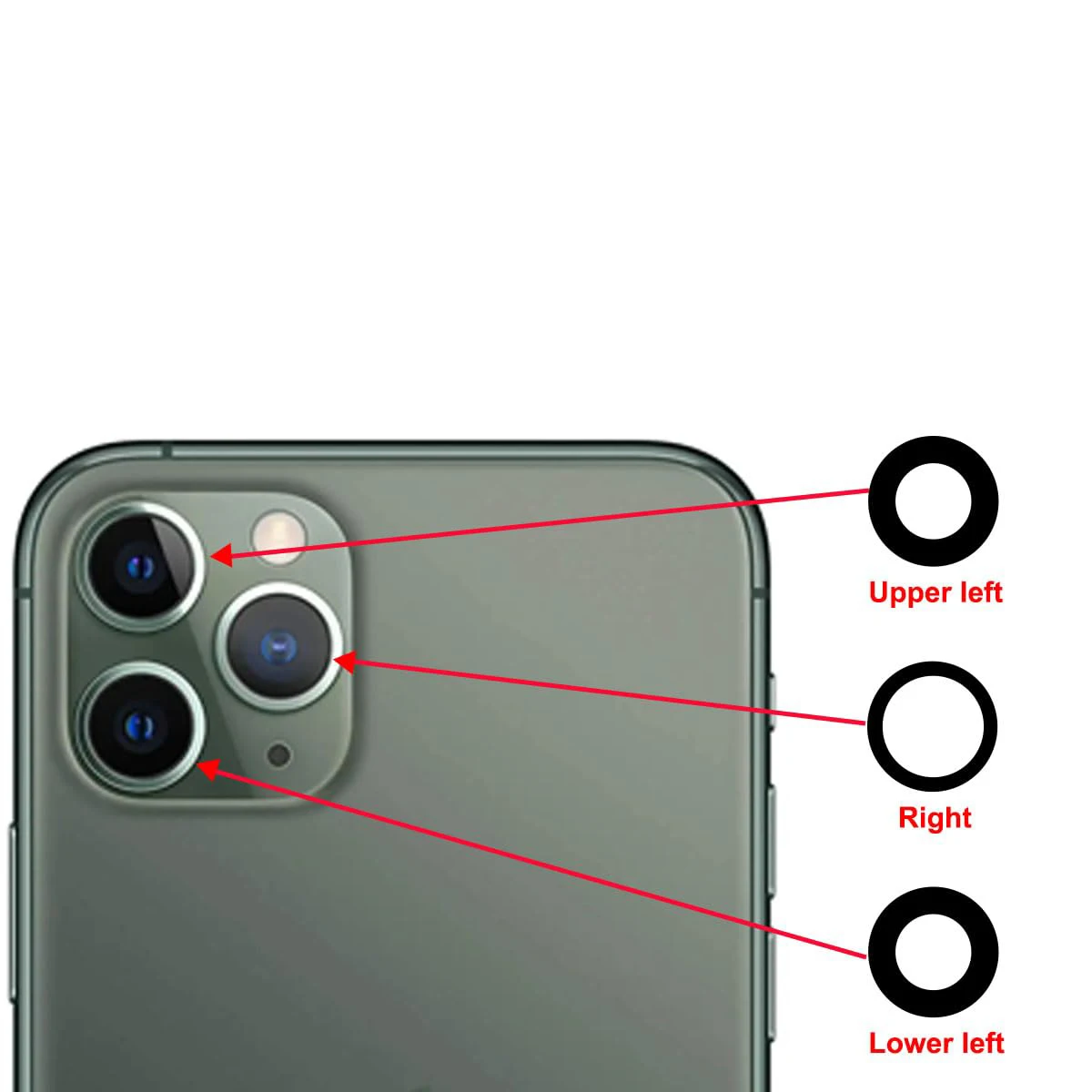مجموعتان من زجاج عدسة الكاميرا الخلفية الأصلية لهاتف آيفون 11 برو / 11 برو ماكس مع مجموعة أدوات لاصقة مثبتة مسبقًا والإصلاح
