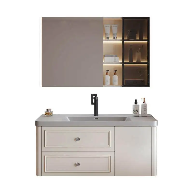 Oak bathroom cabinet rock integrated master bedroom bathroom ceramic hand wash face basin combination