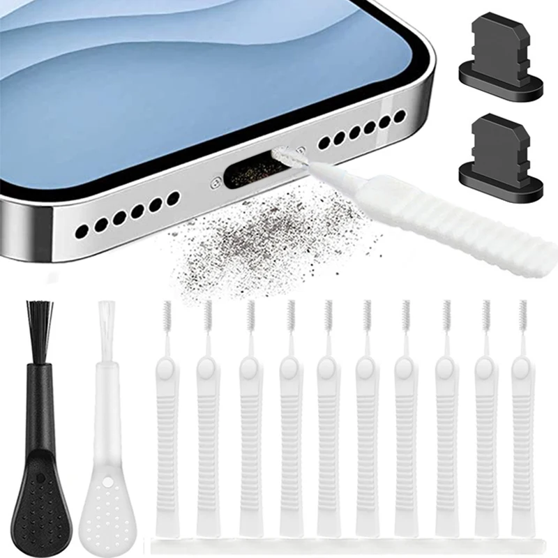 

Mobile Phone Charging Port Dust Plug Removal Cleaner Kit for iPhone 15 14 13 Pro Max Computer Keyboard Dustproof Cleaning Brush