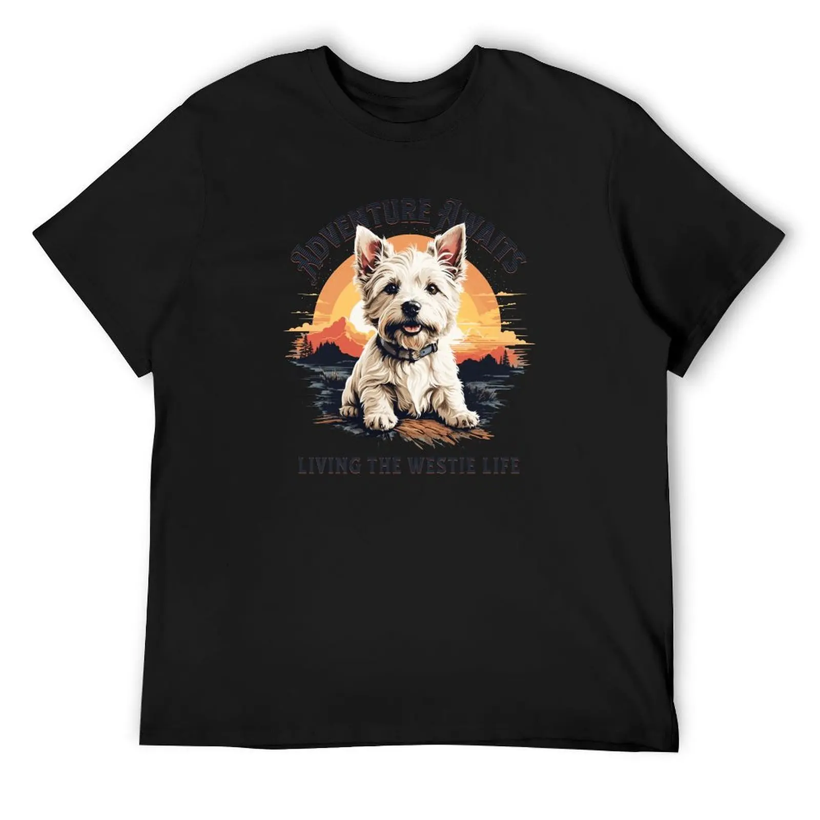 Living the Westie Life - Adventure Waits تي شيرت سريع الجفاف ملابس أنيمي تي شيرت رجالي #1