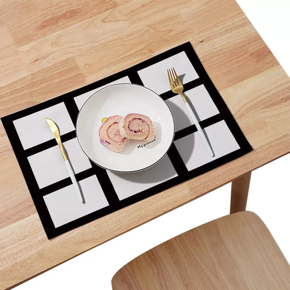 

20 Pieces Sublimation Blank 9 Panel Placemats Wedding Party Linen Cotton DIY Heat Transfer Print Placemat Dining Table Place Mat