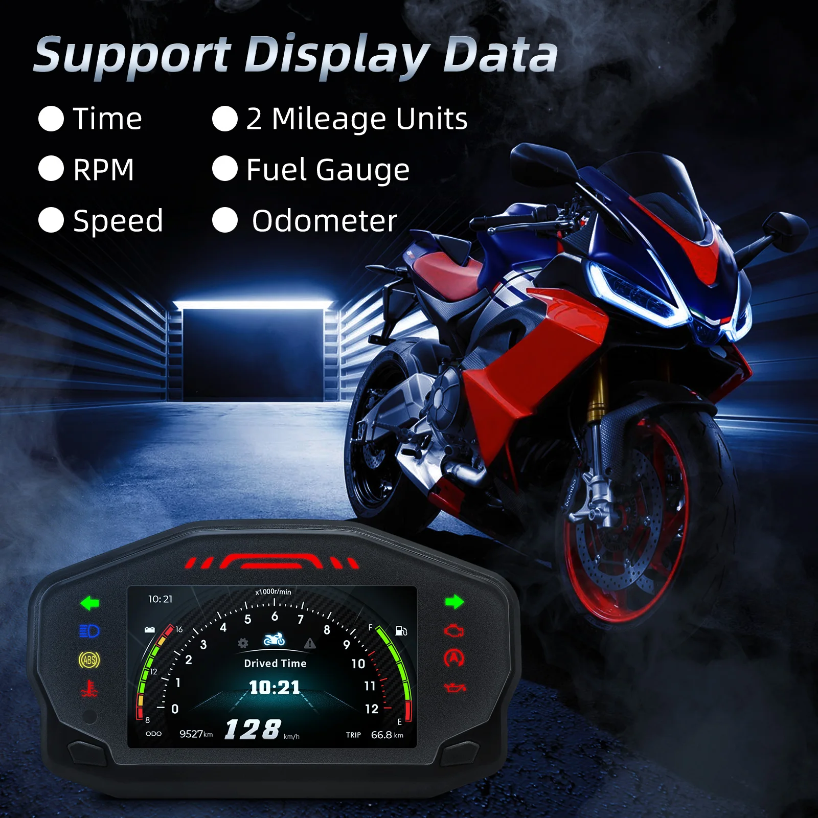 Bluetooth-compatibele motorfietssnelheidsmeter RPM toerenteller Fual Guage 2/4 cilinder brandstofniveau trip kilometerteller display dashboard