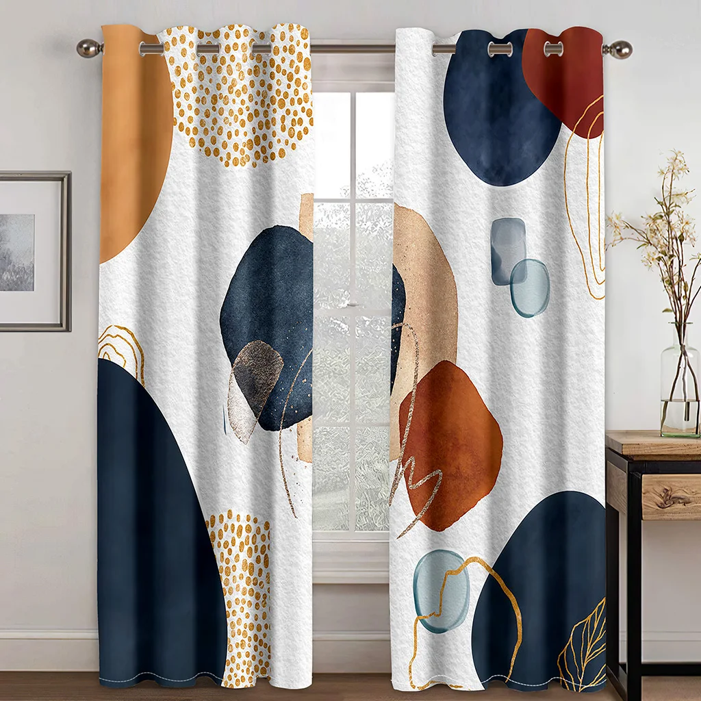 

Abstract Geometric Design Art Modern Simplicity Free Shipping Thin 2 Panels Curtains for Living Room Bedroom Window Drape Decor