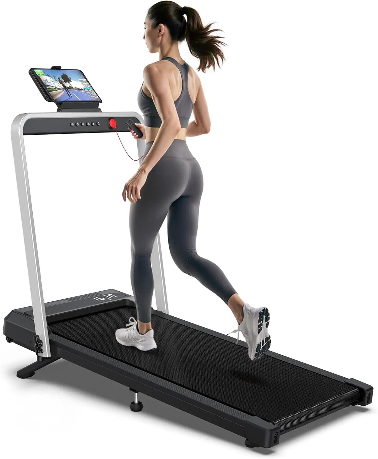 Compact Treadmill with Handle Bar and 10% Incline, Folding Design for Home Use, Supports Up to 350LBS, 3.0 HP Motor, 6.2 MPH Speed, 36
