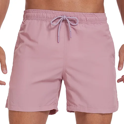 

2026 Mens Swim Trunks Summer Swimming Shorts Elastic Waist Mesh Liner Pocket Quick Dry Breathable Beach Board Shorts