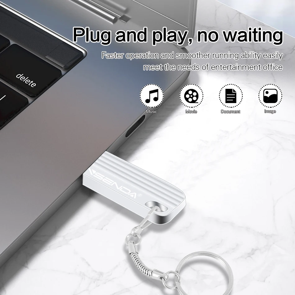 2023 Baru WANSENDA USB 2.0 Flash Drive KeyRing Pen Drive 128GB 64GB 32GB 16GB 8GB Tahan Air Pendrive Flash USB Memory Stick