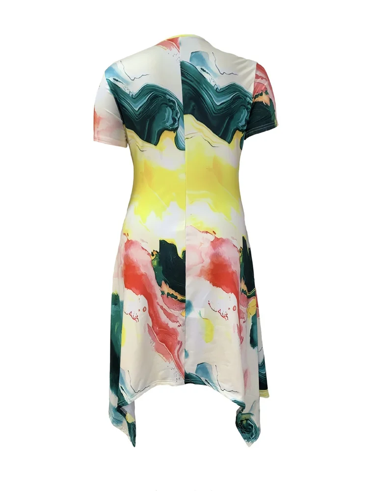 Wmstar PLUS ขนาดผู้หญิง Tie Dye แขนสั้นหลวมยืด Elegant ฤดูร้อน Holiday Maxi ชุดขายส่ง Dropshipping 2025