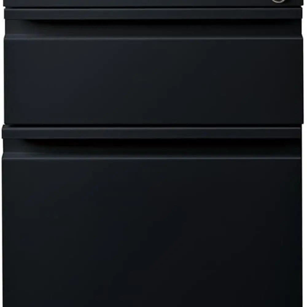 خزانة تخزين متنقلة معدنية ذات درجين باللون الأسود الأنيق