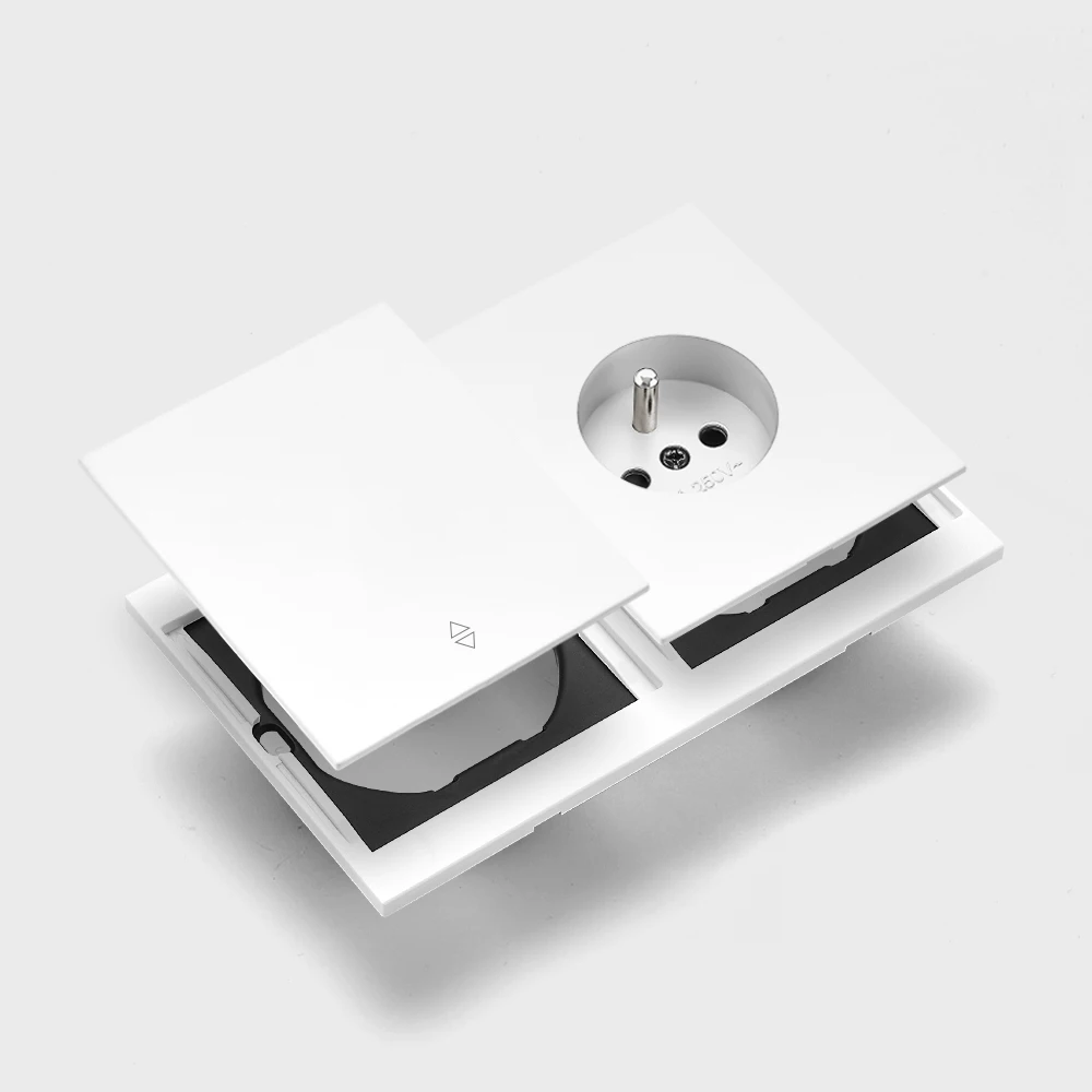 Skin Sensation France Integrated Panel Power Sockets Rocker Switch Skin Feel Paint Button Light Switch Embedded Wall Socket Home