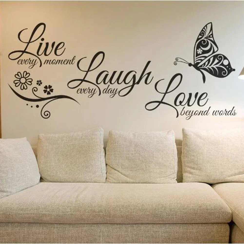 Quotes Butterfly Wall Art Stickers Creative Love Words Vinly DIY Stickers Living Room Bedroon Decal Home Decor 58x27cm