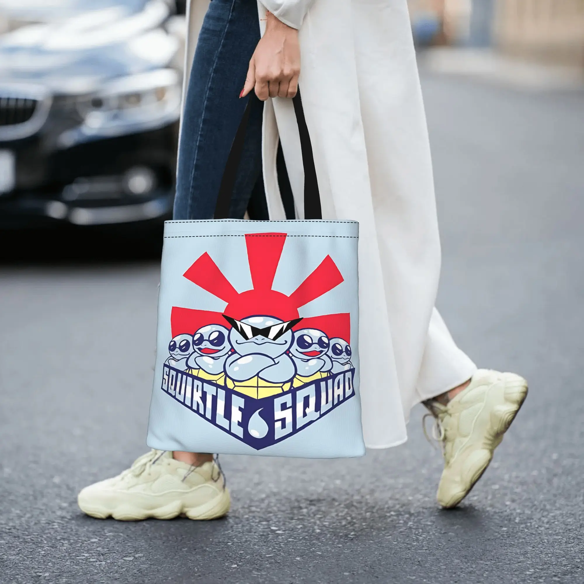 Customized Pokemon Halloween Women's Bag Shopping Bag Reusable Double Sided Canvas Tote Bag Shoulder  Handbag