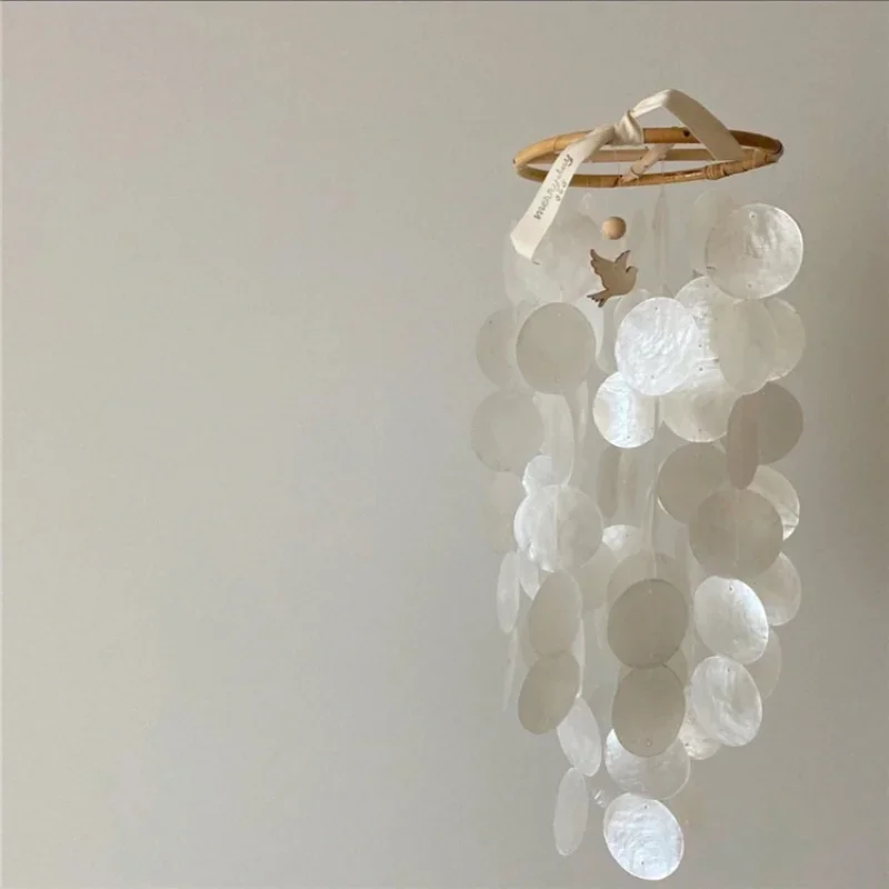 INS Stile nordico Sonagli per bambini Conchiglia fatta a mano Campanelli eolici Culla Letto Campana Camera dei bambini Asilo nido Appeso Decor Puntelli per fotografia