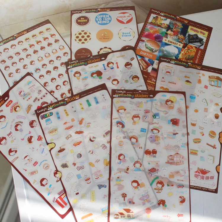 Cookie Mädchen Katze Pflanze Haustier Wasserdichte Hand Konto Flache Telefon Fall DIY Aufkleber Malerei Scrapbooking Material – Detail 19