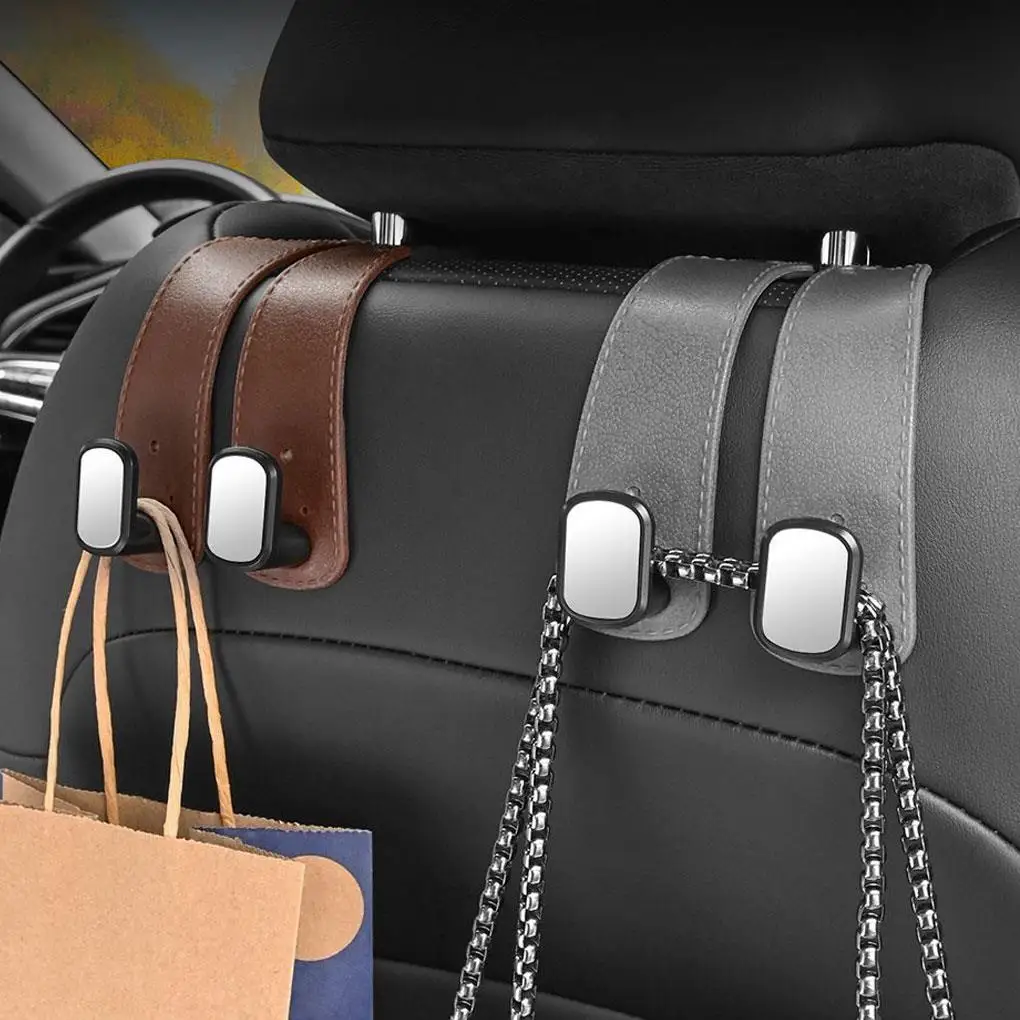 

Universal Car Headrest Hook Premium Suede Rear Seat Hanging Dual Hook 20KG Large Load-Bearing Alloy Hook Hanger