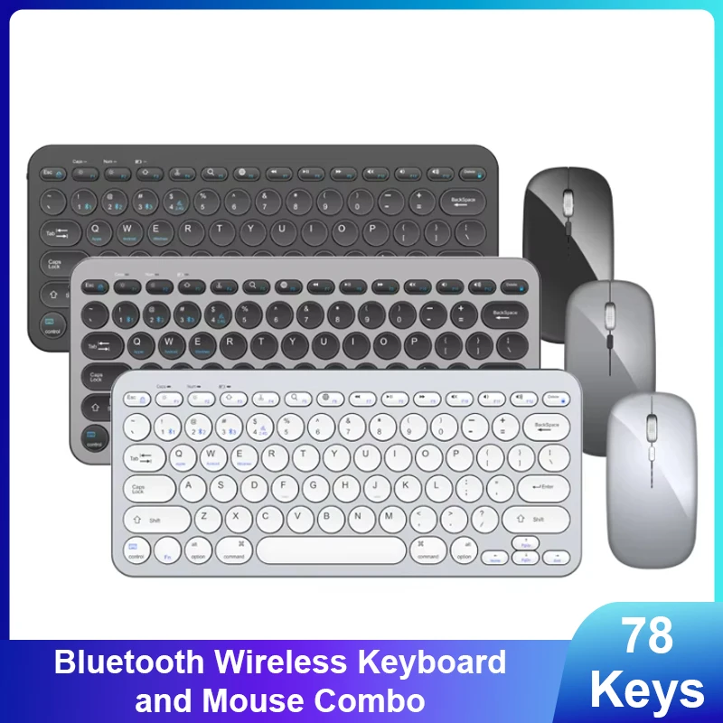 

Bluetooth Wireless Keyboard and Mouse Combo for Laptop Tablet Phone Portable Dual Device Connection Bluetooth Keyboard