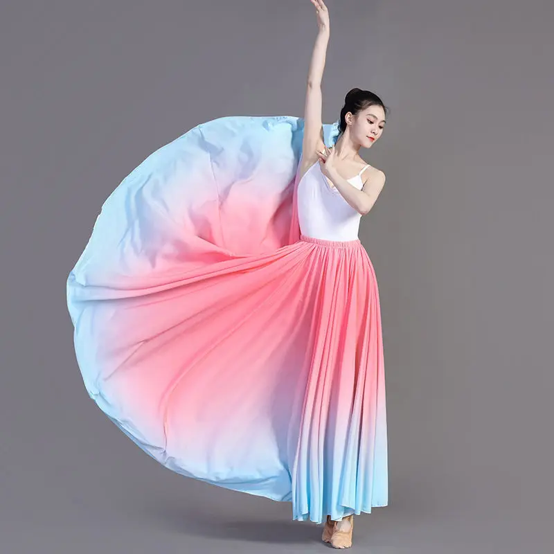 Spódnica szyfonowa z dużym zamachem 720 stopni, modna, w stylu narodowym, damska spódnica na wiosnę, lato, jesień i zimę, długa spódnica, odzież do tańca. ﻿