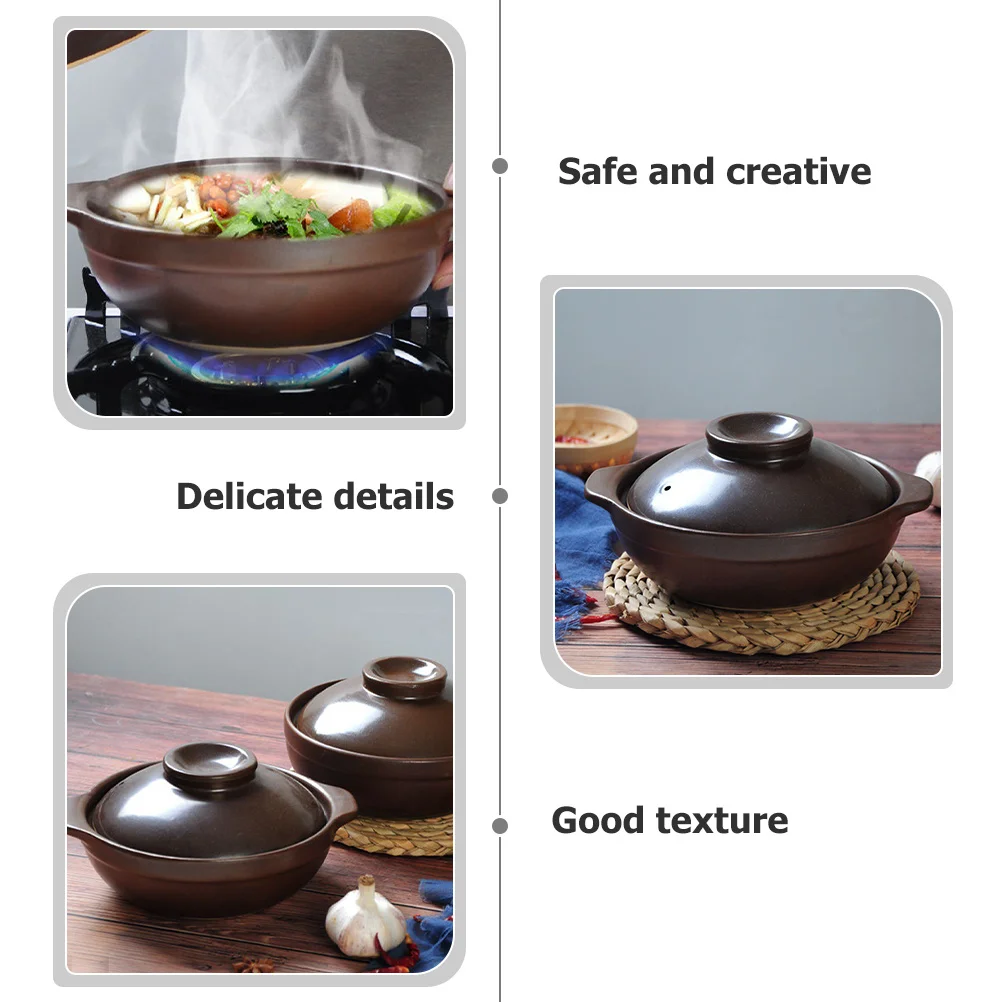 

High Temperature Resistant Casserole Pot Smooth Surface Cooking Rice Soup Ceramic Stew Pot Household Kitchenware