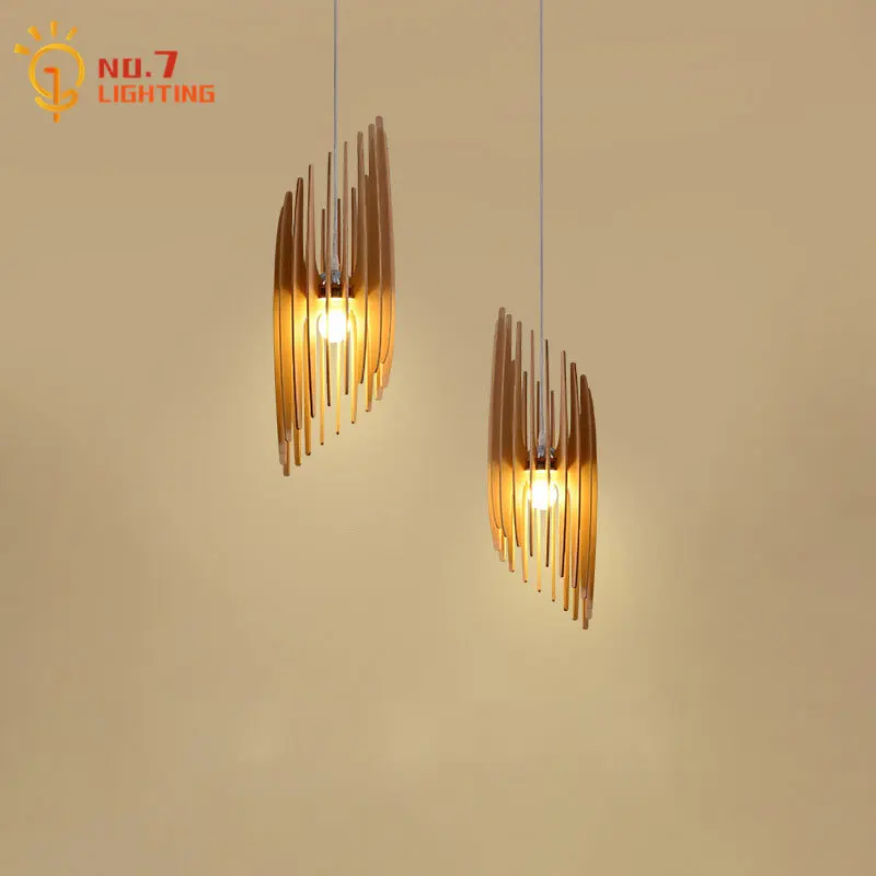 

Japanese Minimalist Wabi-sabi Solid Wood Pendant Lights Restaurant Kitchen Island Light Fixtures Homestay Dining Room Hall Bar