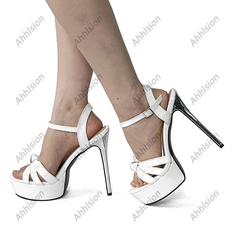 Ahhlsion Real Pictures Women Summer Sandals Sexy Stiletto Heels Open Toe Pretty Yellow Party Shoes Ladies US Plus Size 5-20