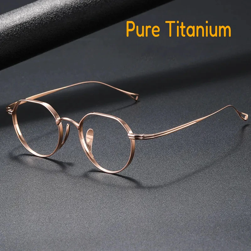 

Japanese Pure Titanium Eyeglasses Frame for Men Women Retro New Designer Brand Polygonal Myopia Prescription Eyeglasses Frames