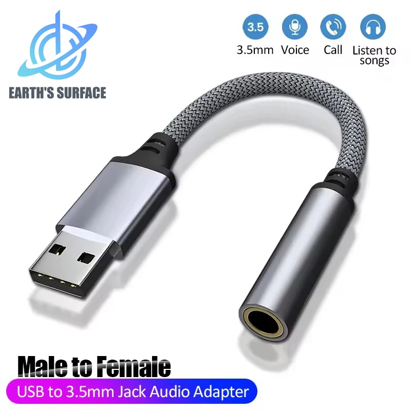 USB to 3.5mm Jack Audio Adapter USB A to 3.5 TRRS Female Adapter with External Stereo Sound Card for PS4 PC Laptop Headphone Mac
