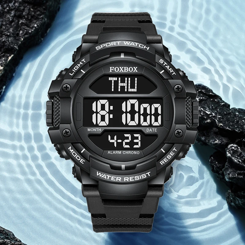 

LIGE FOXBOX Fashion Electronic Man Watch Silicone 50M Waterproof Luminous Watches for Men Casual Sports Alarm Relogios Masculino